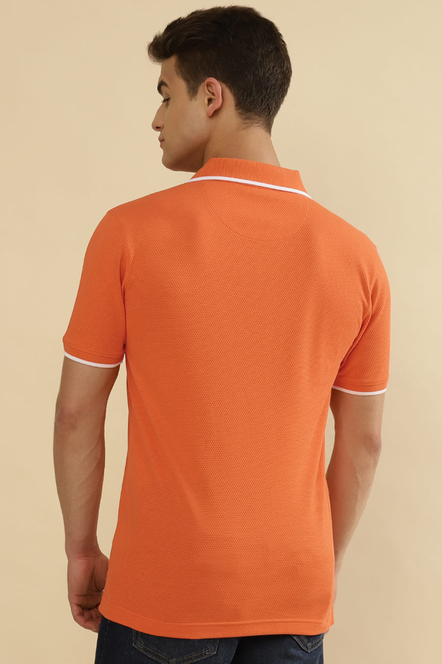 JHONNY | S/J Popcorn Structure 100% COTTON T-Shirt – ORANGE