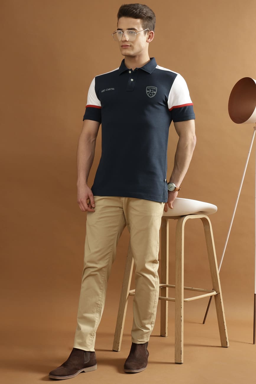 LEO Pique 100% COTTON T-Shirt – NAVY